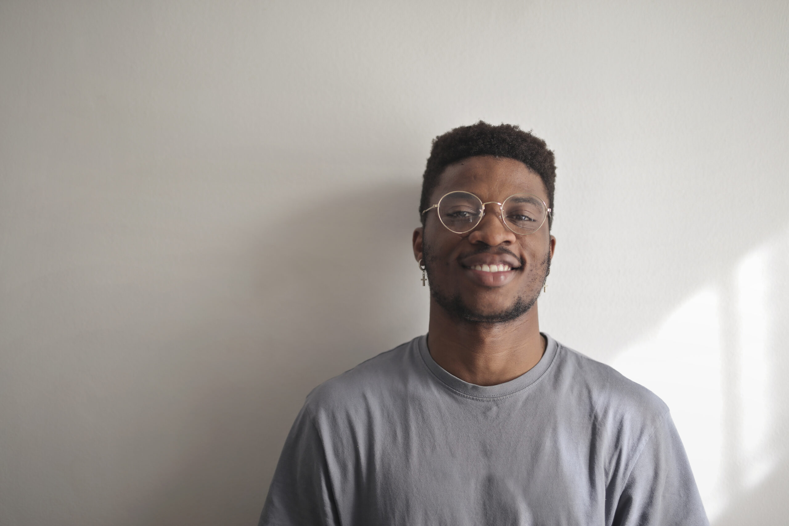 portrait of a young man on a white background